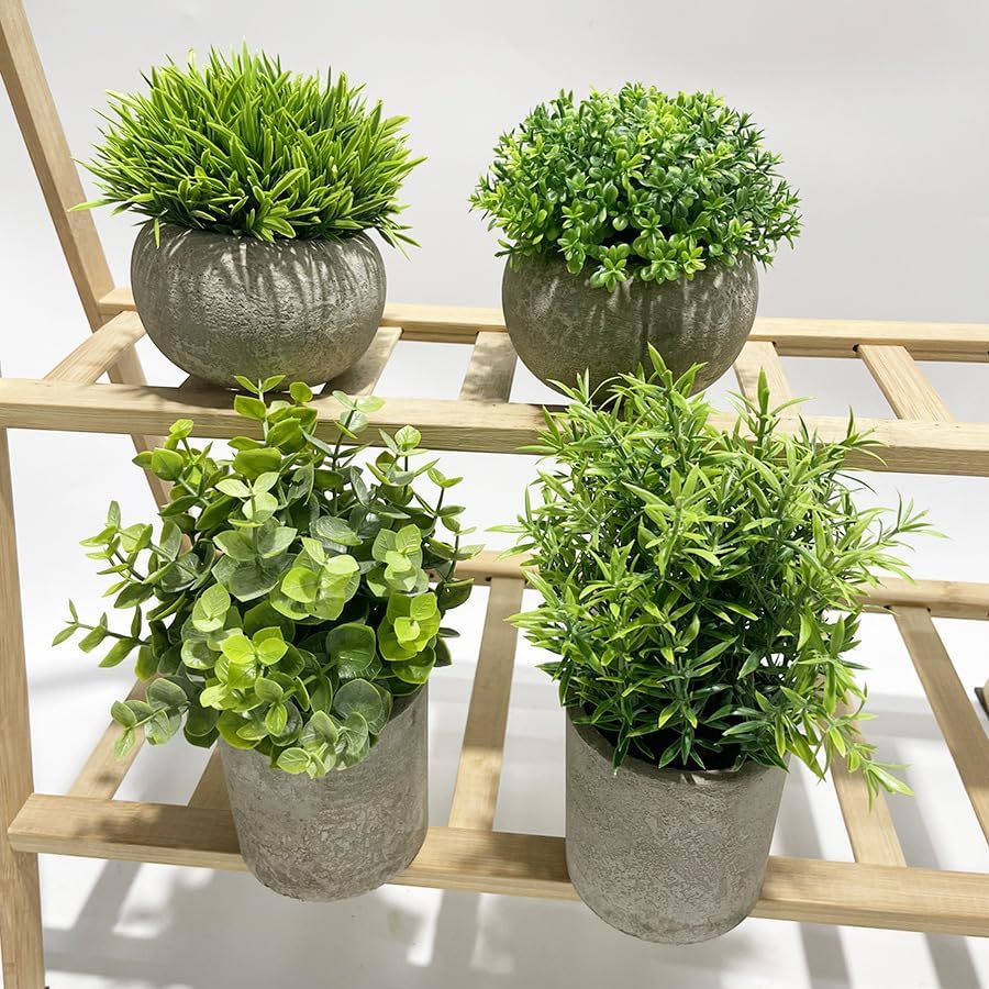 「Tuokus」人工観葉植物 4点セット 造花 鉢植え 光触媒 フェイクグリーン インテリア おしゃれ グリーン デコレーション 枯れない 手作り 本物 癒しの 小物 水やり不要 お世話不要 結婚式 新築祝い 母の日 父の日ギフトお祭り贈り物 FZHuaj10