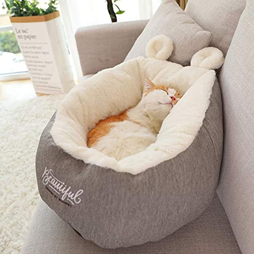 猫のベッド 猫の家 ペット用寝袋 可愛い ウサギ耳 ふわふわ 暖かい